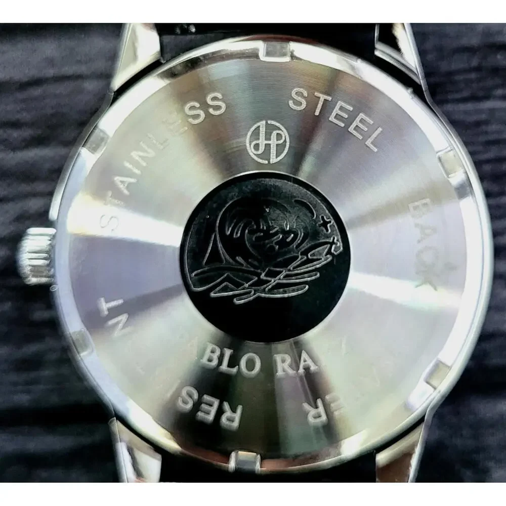 New Vintage Pablo Raez 40mm Mens Slv Blk Steel Presage‎ Watch